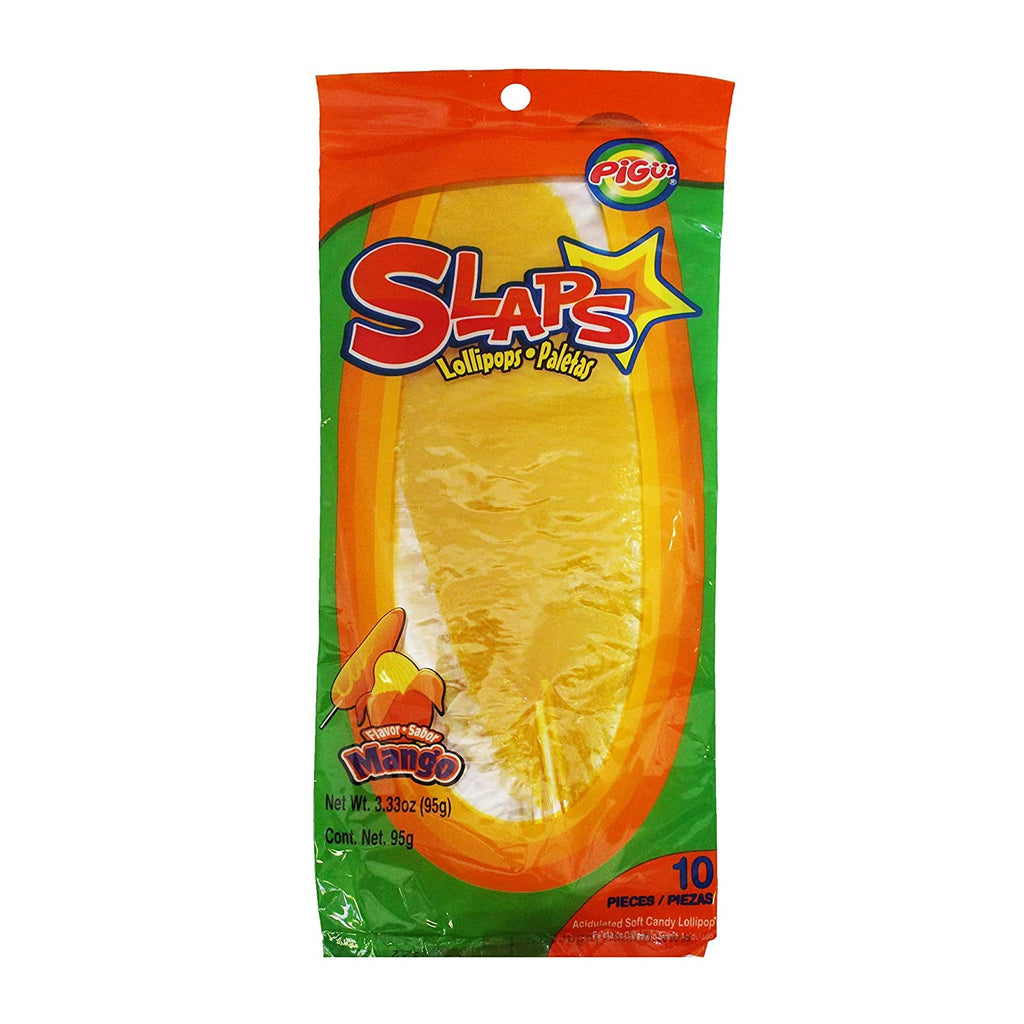 Dulces Pigui Slaps Green Apple Flavor Paletas Mexican Candy (10 Lollipops)