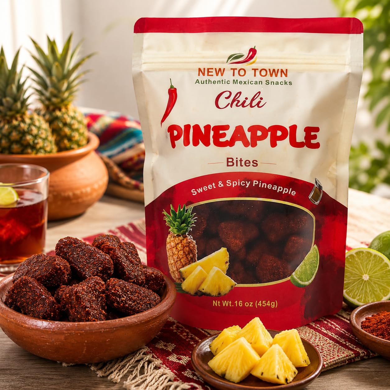 Dried Chili Pineapple Chunks 1 lb, Spicy Dehydrated Pineapple, Sweet and Spicy Mexican Snack, Chili Candy, Botana Mexicana, Spicy Snacks, New to Town