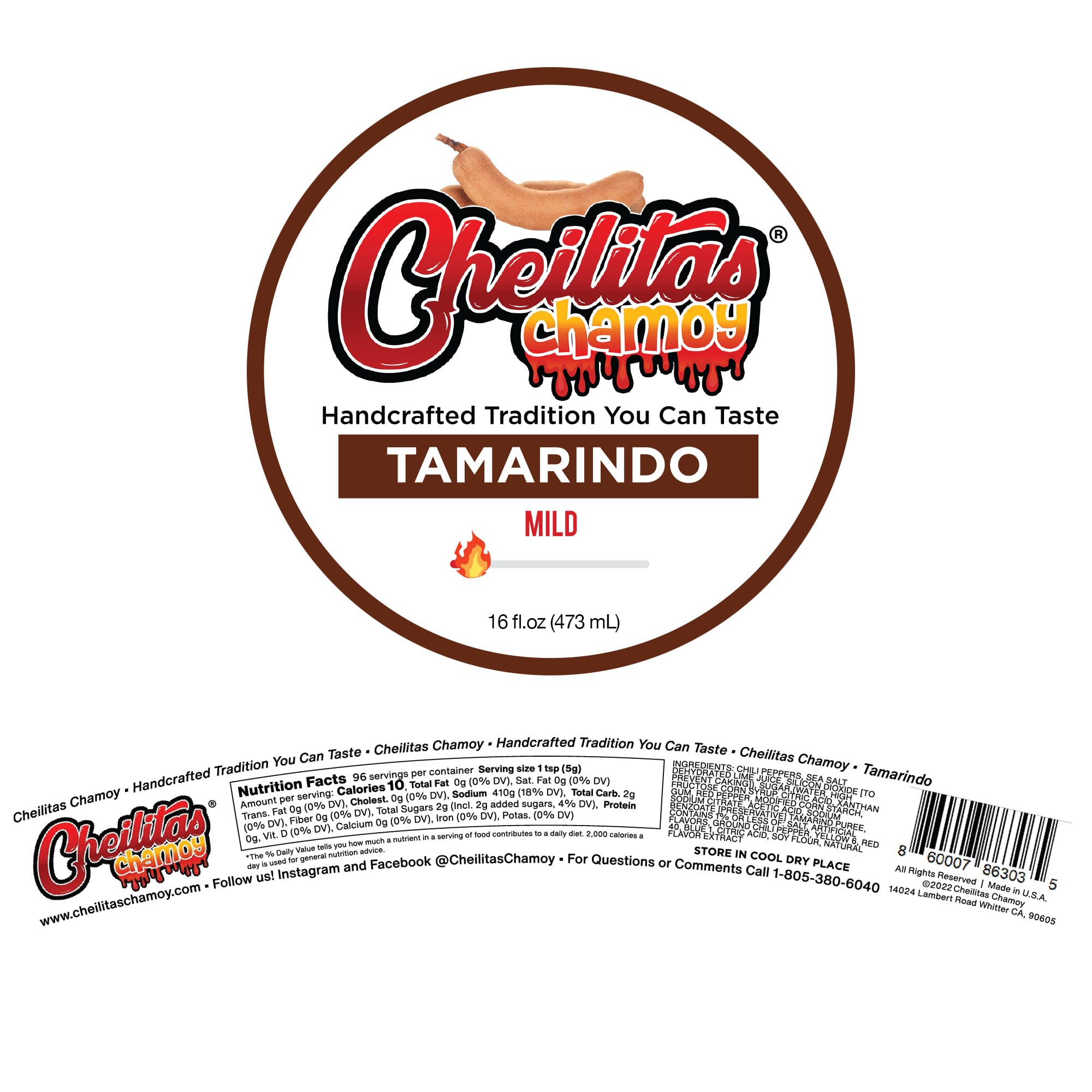 Cheilitas Chamoy Mexican Rim Candy Dip Paste 8 oz | Hand Crafted for Drinks, Cocktails, Micheladas, Beer and More (Tamarind)