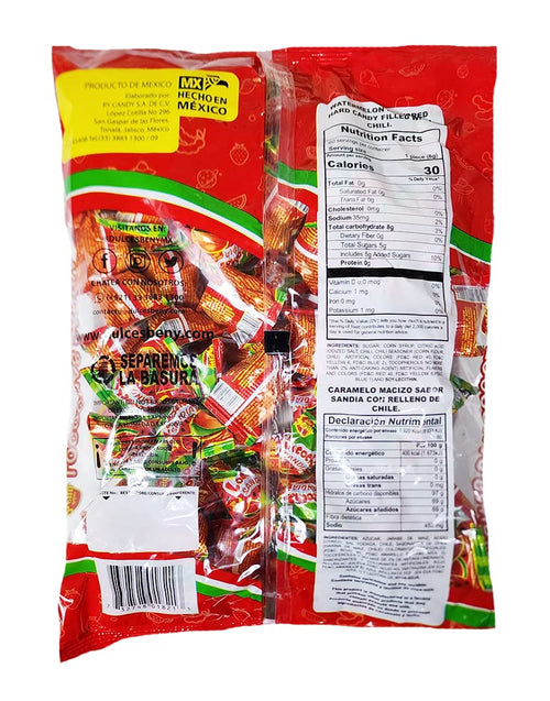 BENY LOCOCHAS WATERMELON (SANDIA) HARD CANDY 1LB .098 OZ 60 PCS