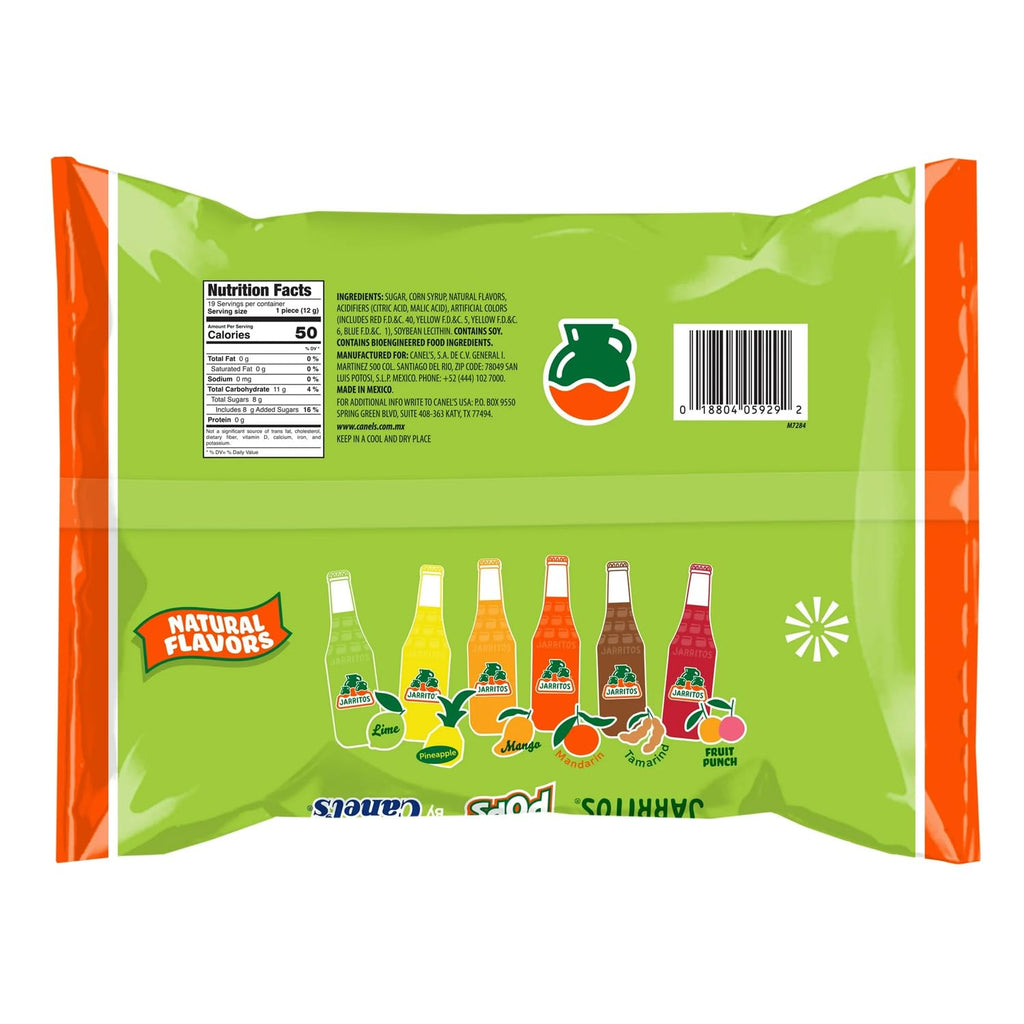 Jarritos Lollipops – 8oz Bag Bottle-Shaped Mexican Hard Candy with Natural Fruit Flavors – Sweet or Spicy Candy Treats for Snacking & Gifting (Fruity)