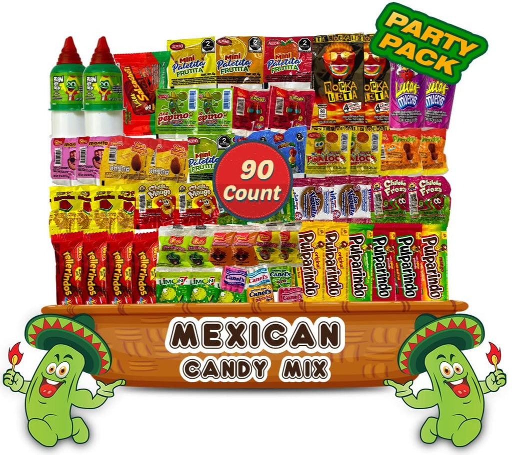 Mexican Candy Assortment Snacks Pack - Variety of Spicy, Sweet, and Sour Candies, Includes Lucas Candy, Pelon Pelo Rico, Pulparindo, Rellerindo, by LookOn (42 Count)