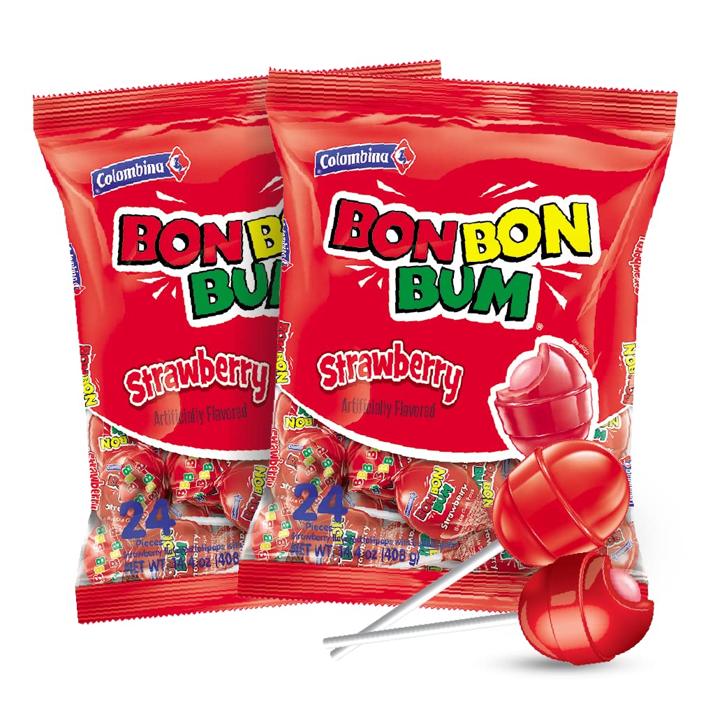 Colombina Bon Bon Bum Tropical Passion Fruit & Watermelon with Tajin Seasoning Chile Lime Dip, 20 Count (Pack of 1)
