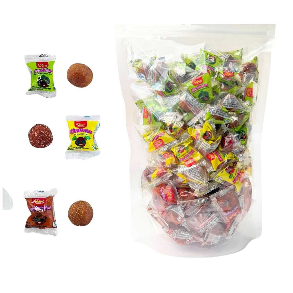 Vero Pica Mix Mexican Candy Variety Pack 100 Count, Hard Candy Strawberry Tamarind Watermelon, Dulces Mexicanos Candy Assortment by New to Town
