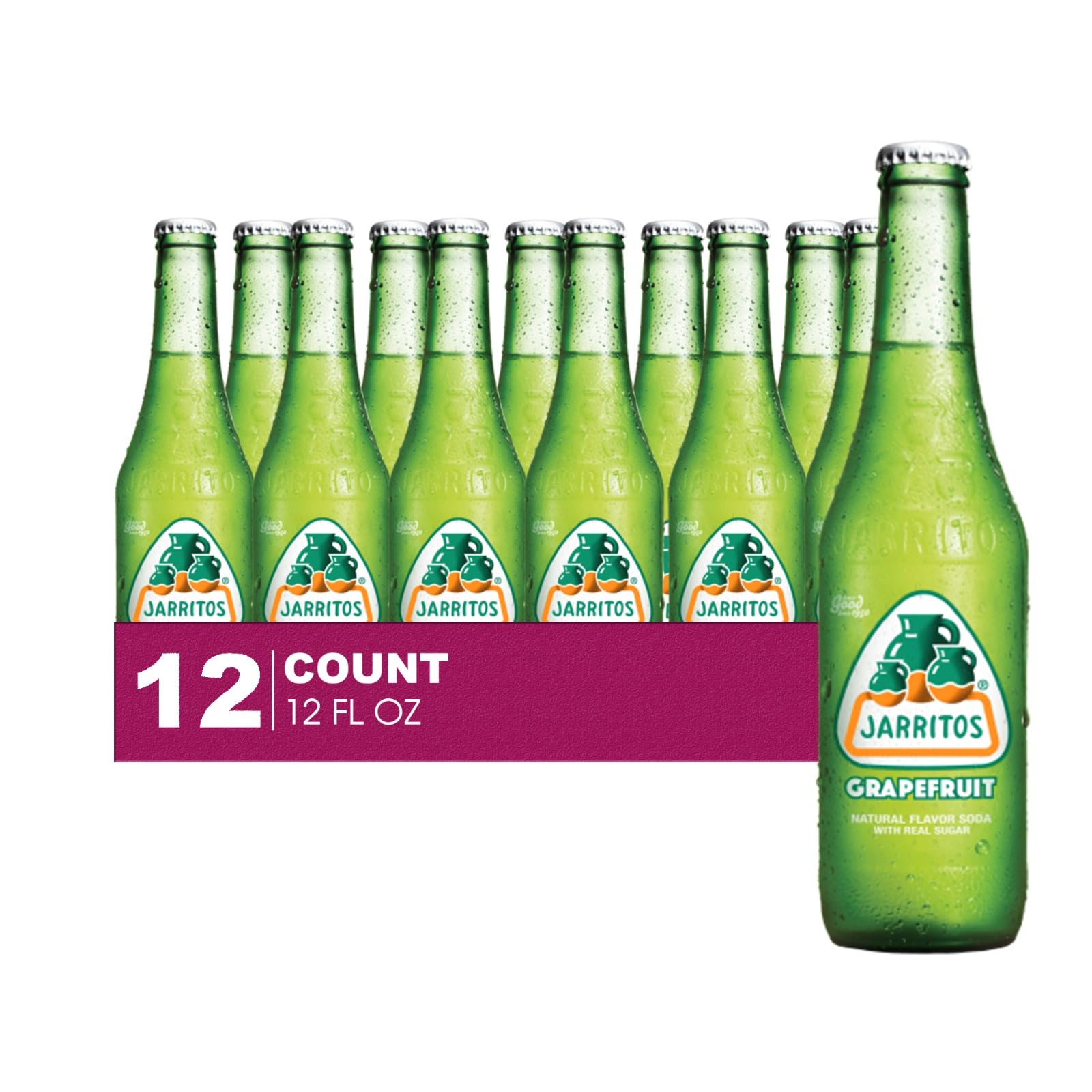 Jarritos 12-Pack of Pineapple Mexican Soft Drink Glass Bottle 12 fl oz Made with 100% Natural Sugar
