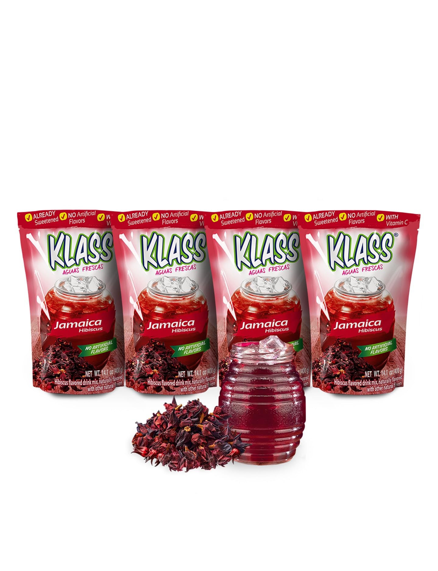 Klass Aguas Frescas Drink Mix Mexican Variety Pack - Horchata Limeade Hibiscus & Tamarind - Powder Drink Mix, Water Drink Mix with Natural Flavors & Vitamin C, Makes 28 to 36 Quarts (56 to 72 Drinks)
