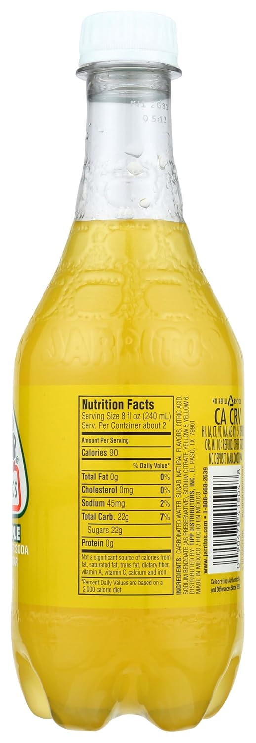 Jarritos Drink, Pineapple, 16.9 Ounce (Pack of 24)