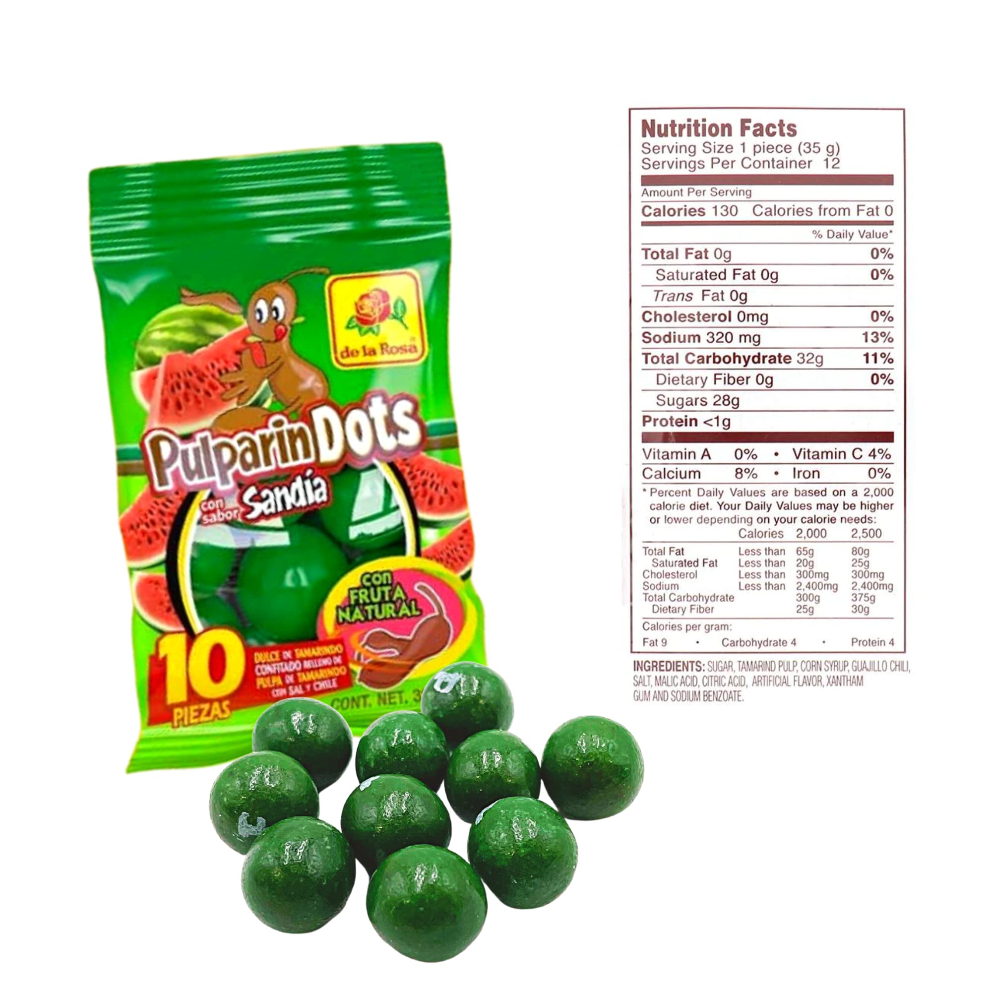 Sweetzo - Sour and Sweet Watermelon Pulparindo Mexican Candy, Bite Size Tamarind Pulp Candies Individual Single Serving On the Go Bags, Hard Shell Soft Filled Center, Pack of 6