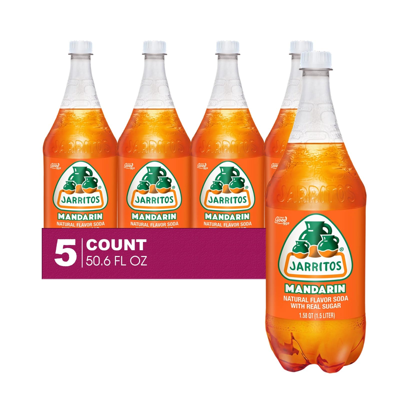 Sidral Mundet 5-Pack of Mexican Soft Drink Plastic Bottle 50.7 fl oz (1.5 lt) Made with 100% Natural Sugar