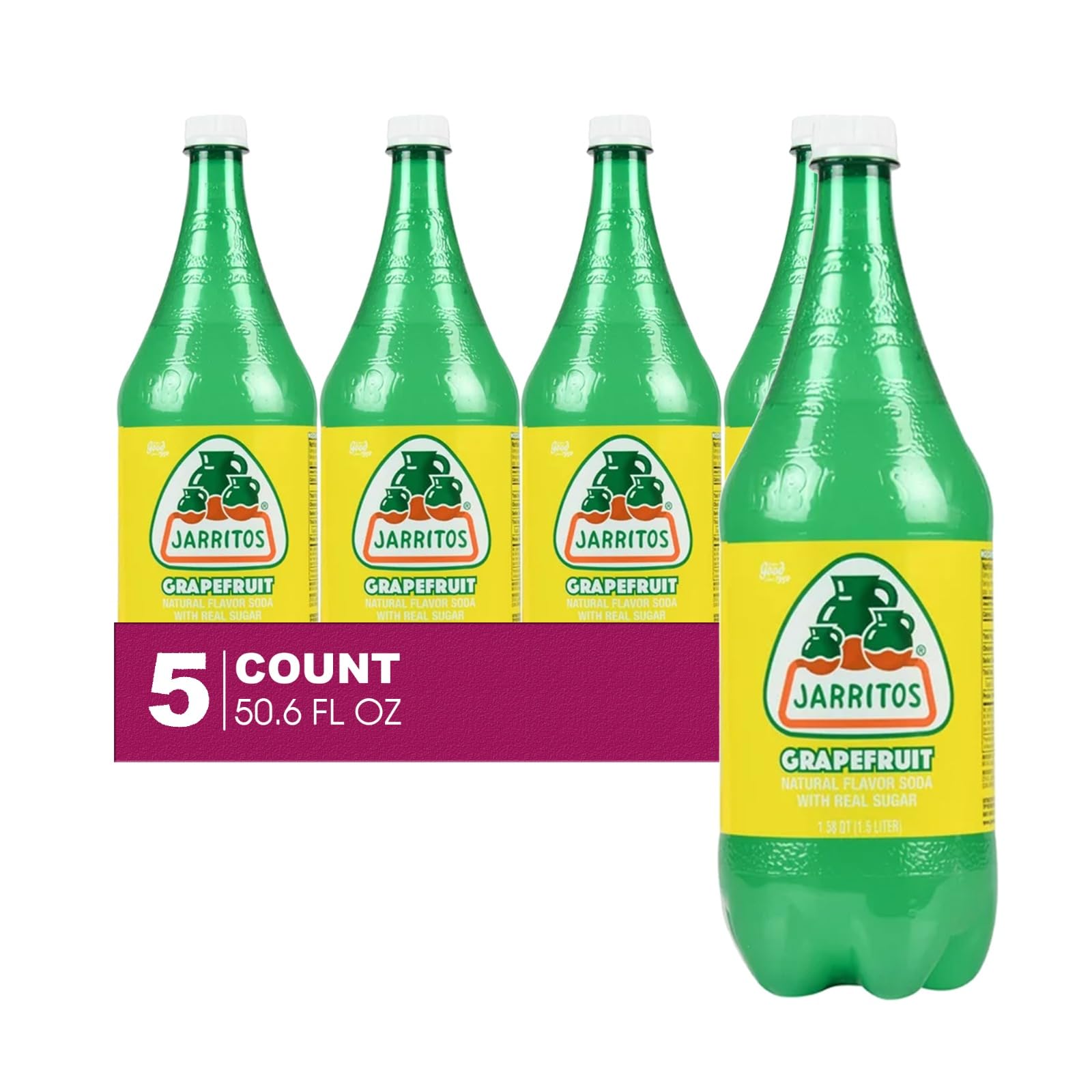 Sidral Mundet 5-Pack of Mexican Soft Drink Plastic Bottle 50.7 fl oz (1.5 lt) Made with 100% Natural Sugar