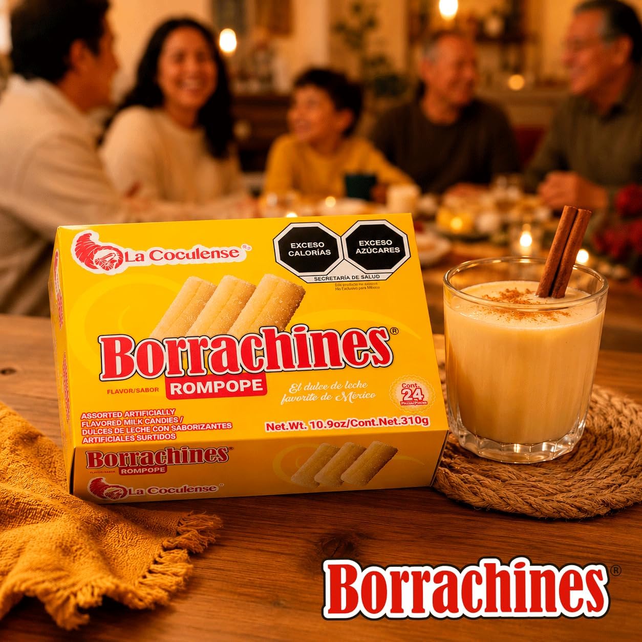 Borrachines La Coculense ROMPOPE FLAVOR 24pcs Box 10.9oz non alcoholic Authentic Mexican Candy