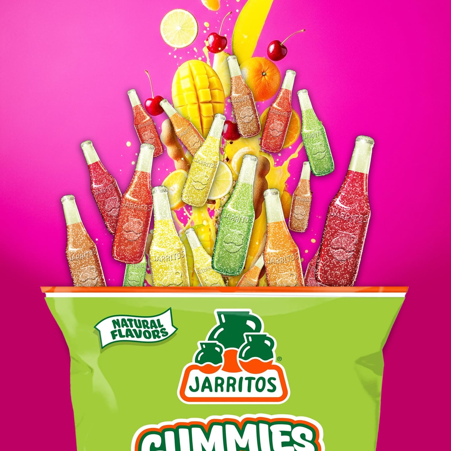 Jarritos Gummies Candy – Single 8oz Bag of Sweet Mexican Gummy Candies with Mixed Natural Flavors – 6 Fruity Flavors – Sweet & Chewy Vegan Gummy Snack Treats (Fruity)