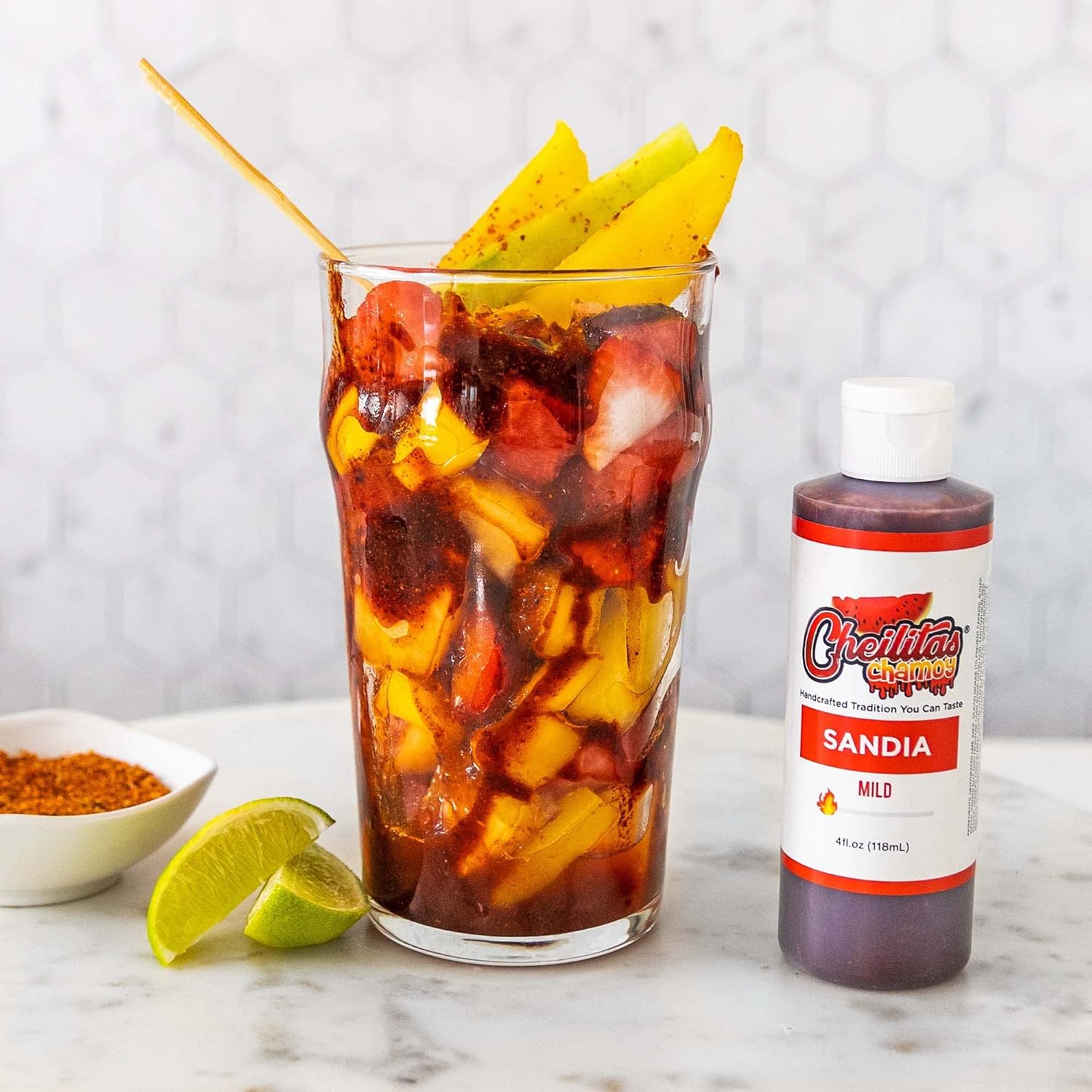 Cheilitas Chamoy All Natural Mexican Rim Candy Dip | Sandia Grab & Go Bottle | Hand Crafted for Drinks, Cocktails, Micheladas, Beer and More