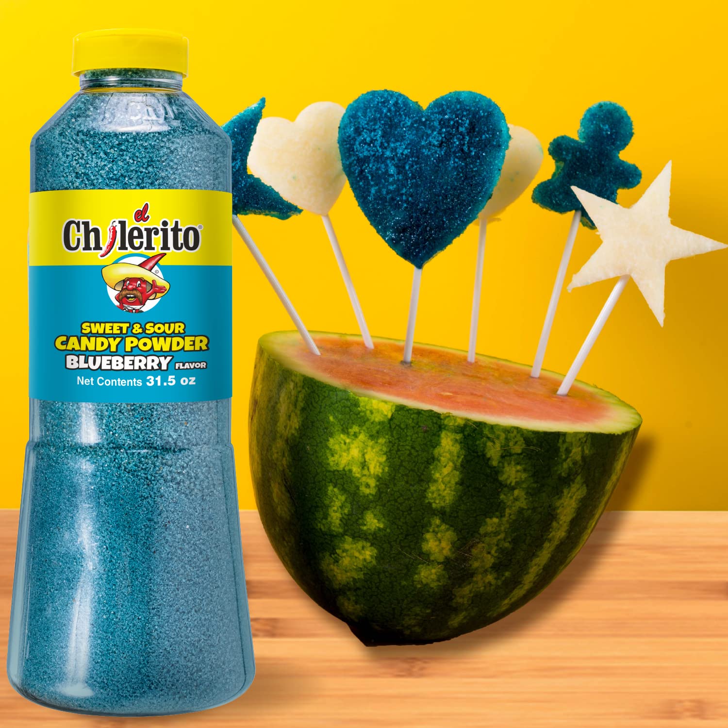 EL CHILERITO Chamoy Sauce Mango FLavor 1L/ 32.8 Fl. oZ + Blueberry Flavor Candy Powder 960g/ 32.2 Fl.Oz - Mexican Food - For Snacks, Fruits And Cocktails - To Share With Family And Friends - Mango