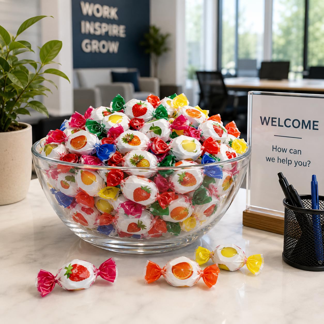 Assorted Fruit-Filled Hard Candy - 6 Pounds - Classic Bon Bons - Individually Wrapped Candies for Offices, Parties, Gifting