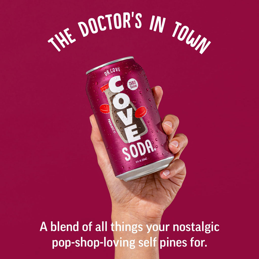 Cove Prebiotic Soda Soft Drinks with Zero Sugar - Refreshing Healthy Soda Alternative with 4g of Fiber for Digestive Support - Natural, Caffeine Free Sparkling Beverage - Frozen Favorites, 12 Pack