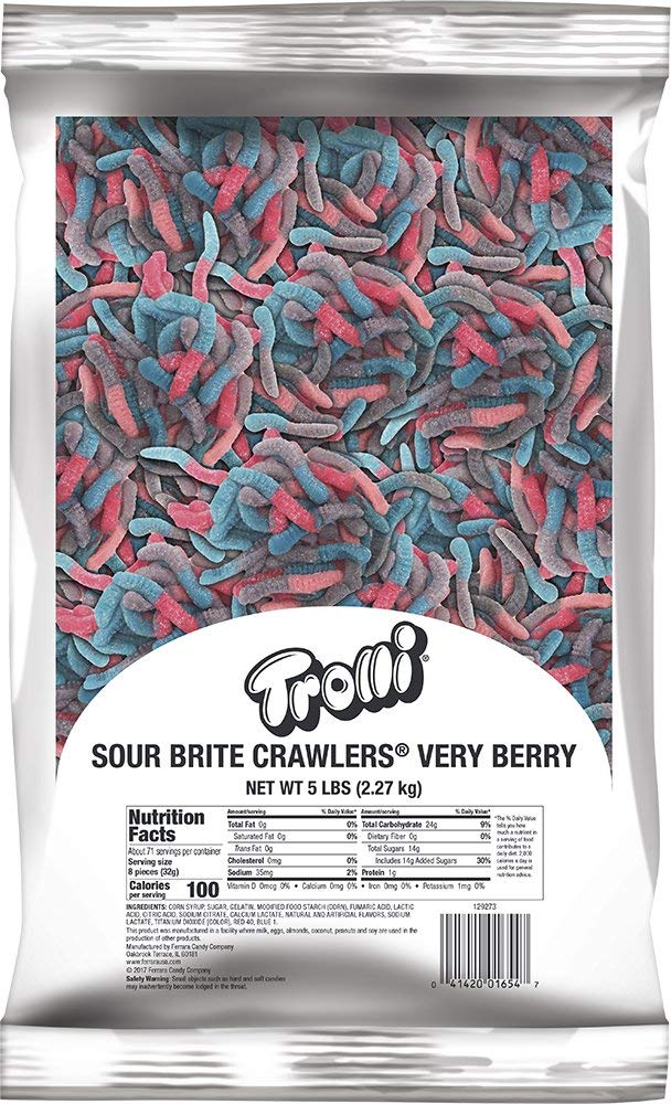 Trolli Peachie O's Sour Gummy Rings Candy, 5 Pound Bulk Bag