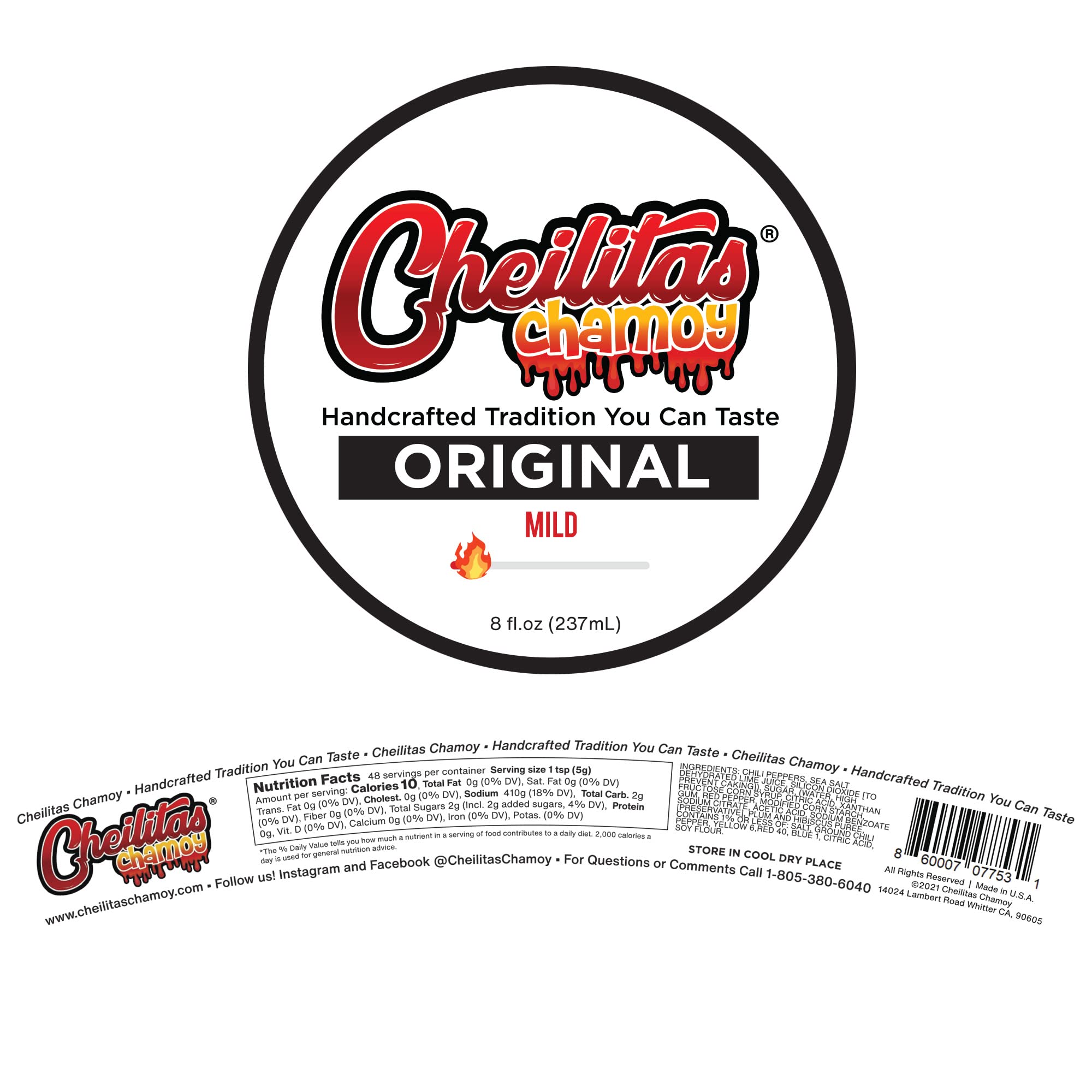 Cheilitas Chamoy Mexican Rim Candy Dip Paste 8 oz | Hand Crafted for Drinks, Cocktails, Micheladas, Beer and More (Tamarind)