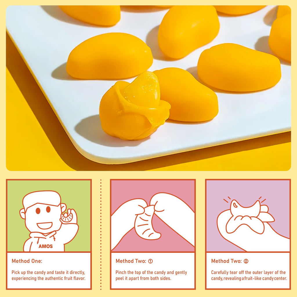 AMOS Peelerz Chili Mango Peelable Gummy Candy, Spicy Sweet Mango Flavor, Real Fruit Juice Infused, 8.47 OZ (240g)