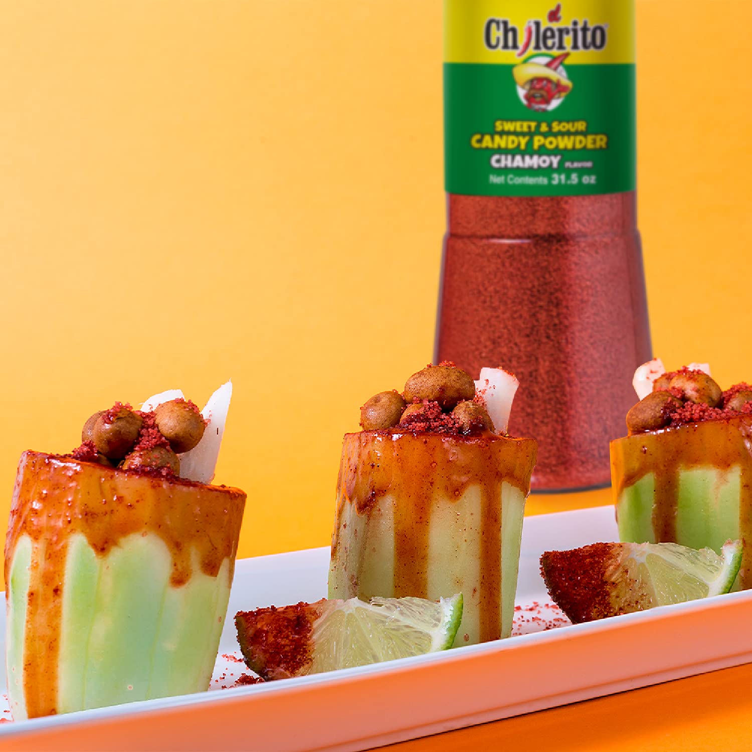 EL CHILERITO Chamoy Sauce Mango Flavor 1L/ 32.8 Fl. Oz + Candy Powder Chamoy Flavor 960g/ 32.2 Fl.Oz - Mexican Food - For Sweets, Fruits, Drinks And Cocktails - To Share With Family And Friends