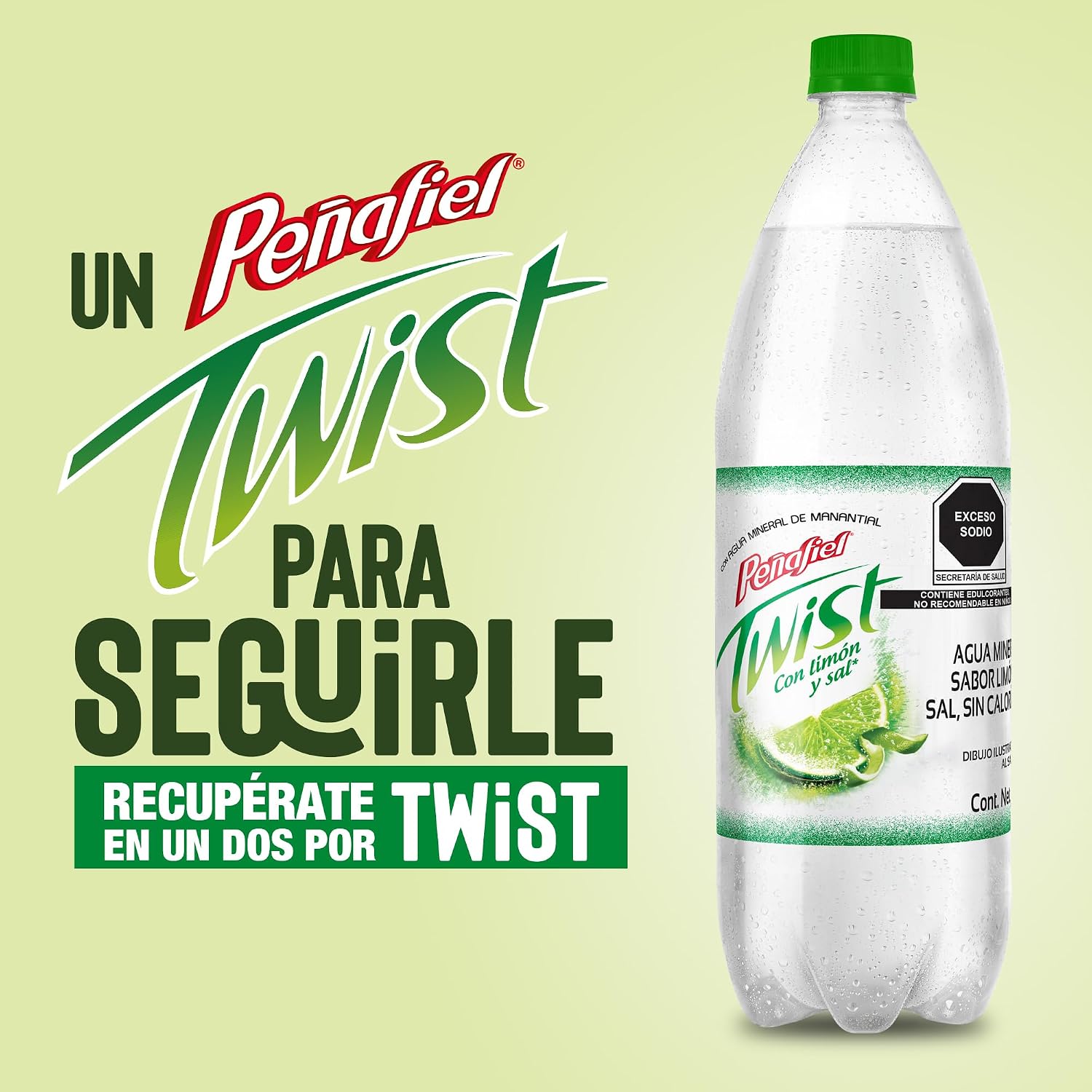 Peñafiel Twist Limón, Botella Pet, 1 litro, 12 piezas