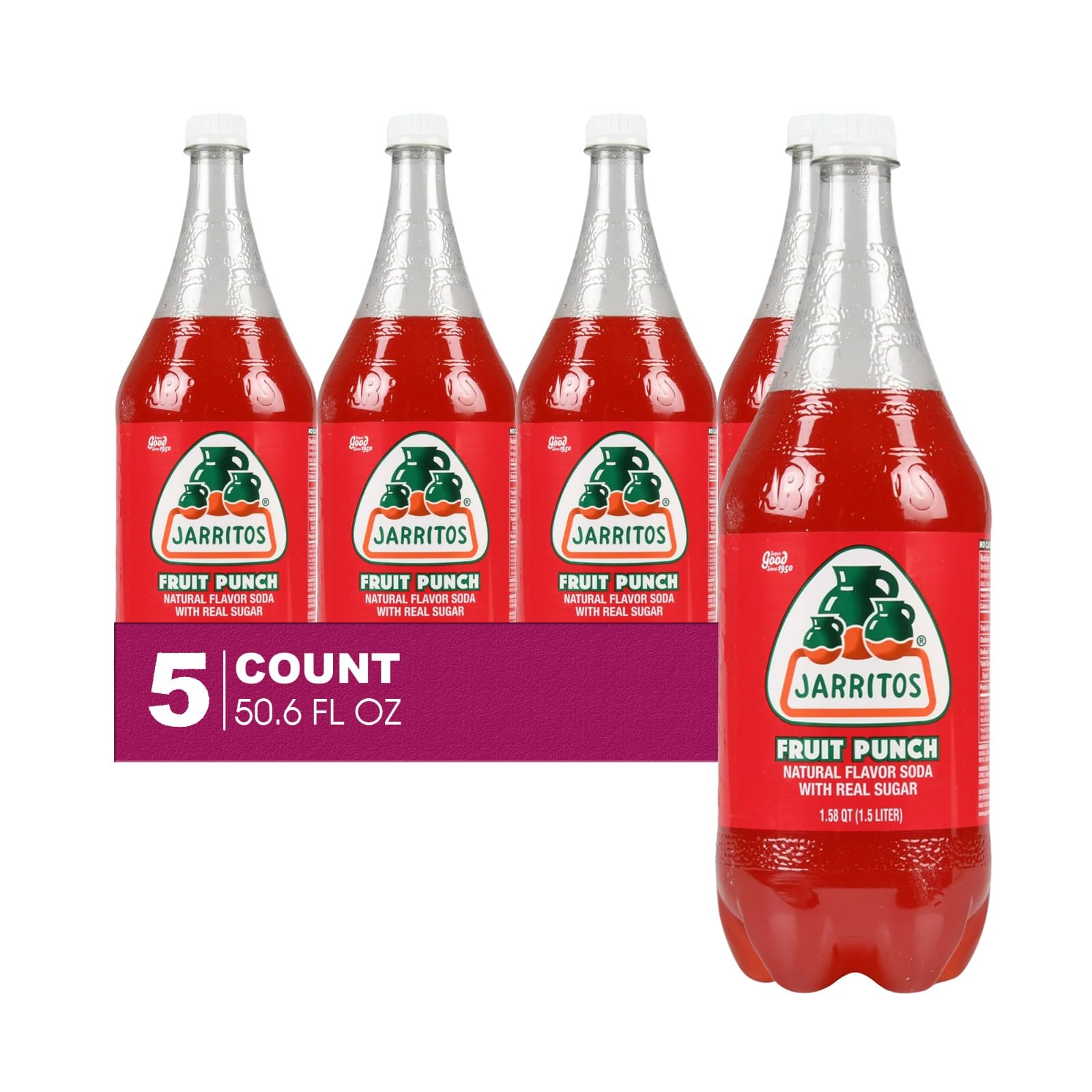 Sidral Mundet 5-Pack of Mexican Soft Drink Plastic Bottle 50.7 fl oz (1.5 lt) Made with 100% Natural Sugar