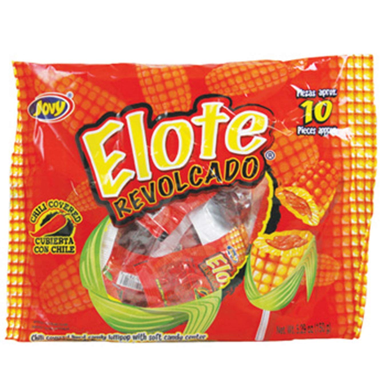 Jovy Elote Revolcado Chili Covered Mexican Lollipops, 600 Grams, 1.3 Pounds