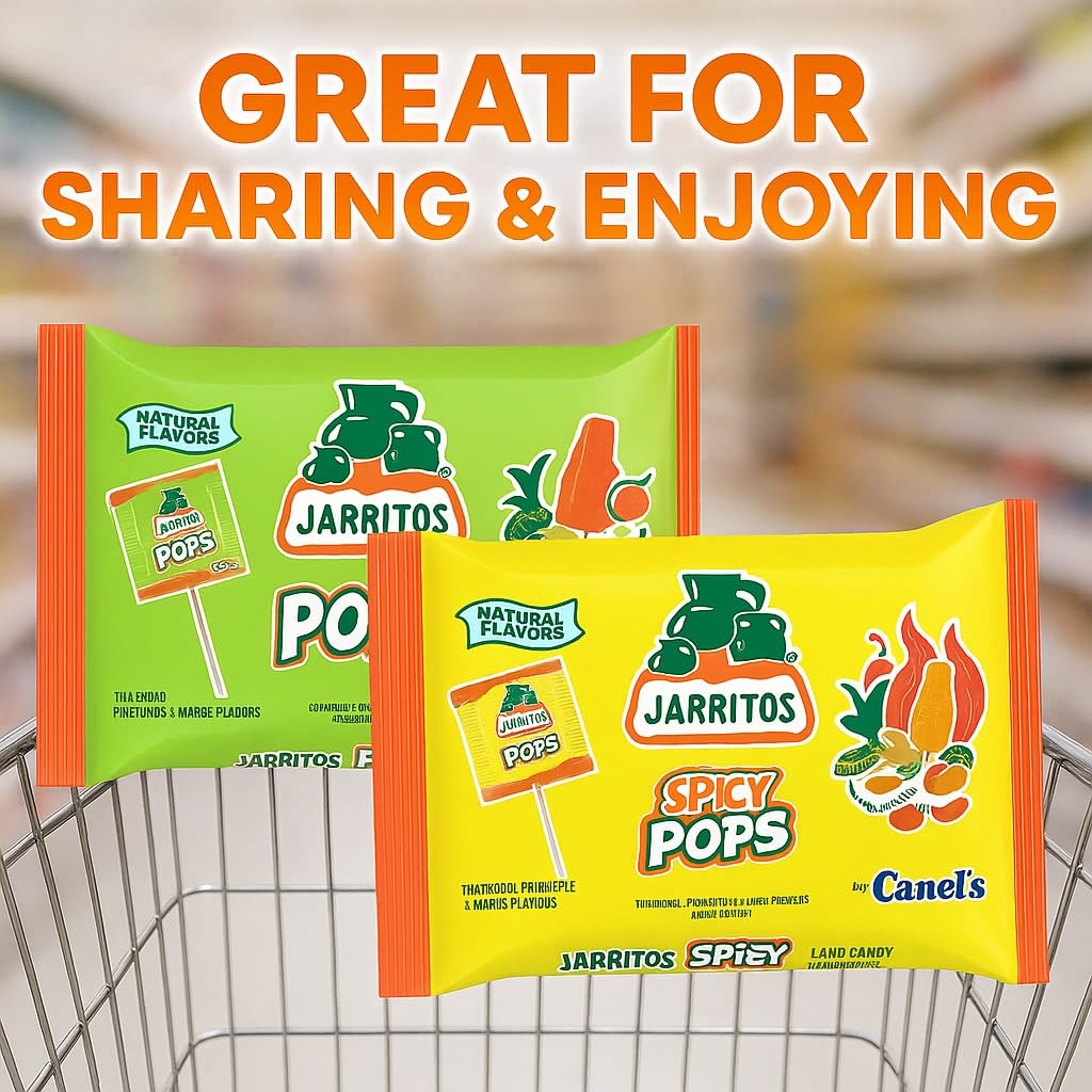 Canels Jarritos Lollipops 2-Pack Bundle – 38 Bottle-Shaped Pops – Mexican Hard Candy with Natural Flavors – Tamarind, Mango, Lime, Chili (Spicy + Spicy)