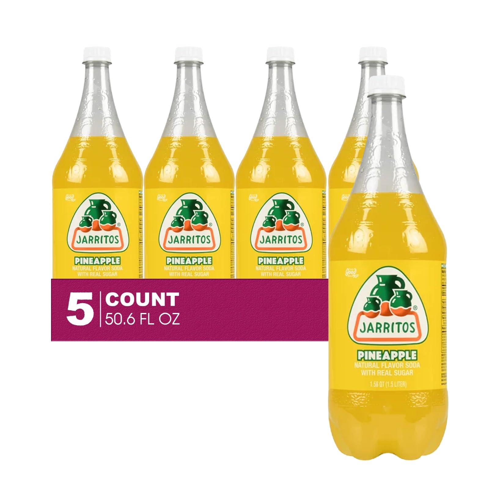 Sidral Mundet 5-Pack of Mexican Soft Drink Plastic Bottle 50.7 fl oz (1.5 lt) Made with 100% Natural Sugar