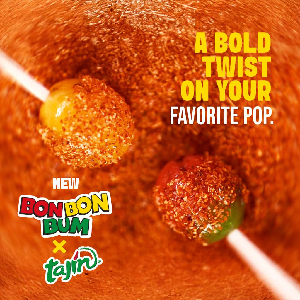 Colombina Bon Bon Bum Tropical Passion Fruit & Watermelon with Tajin Seasoning Chile Lime Dip, 20 Count (Pack of 1)
