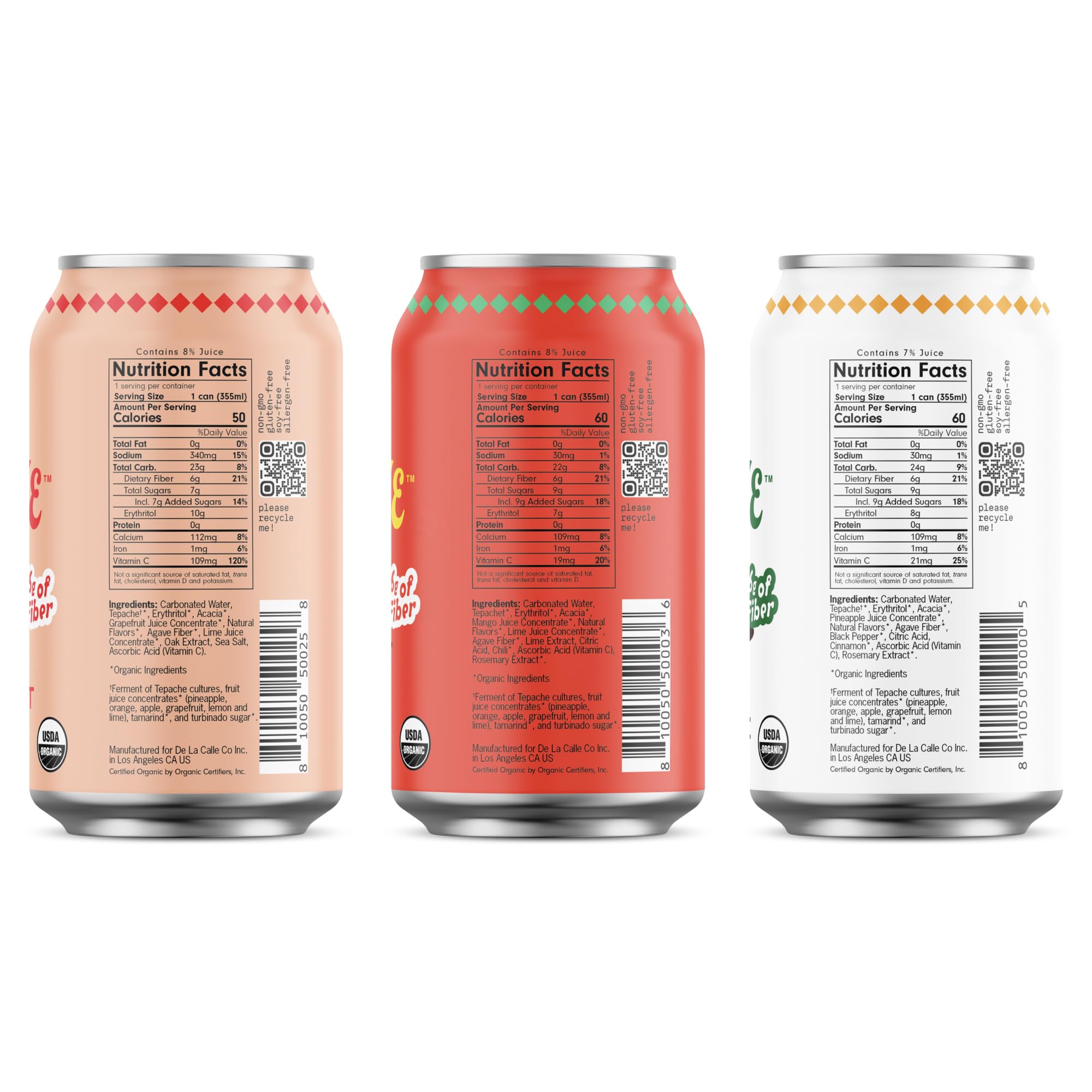 De La Calle Tepache - Mixta Variety Pack - Modern Mexican Soda - Craft Fermented Pineapple Sparkling Beverage - Certified Organic, Non-Alcoholic, Healthy Soda, Low Sugar, Low Calorie, Non-GMO