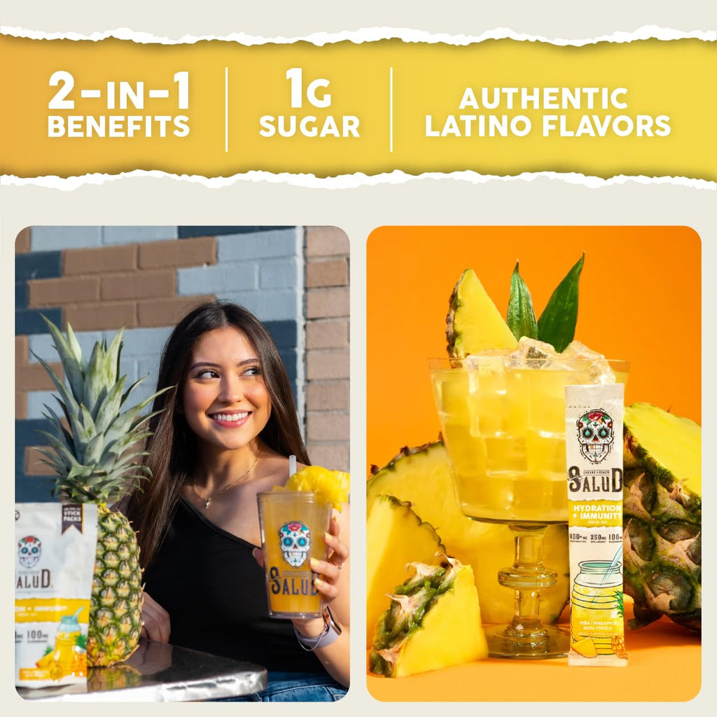 Salud x Jarritos 2-in-1 Hydration Packets + Immunity Electrolytes Powder, Guava - Agua Fresca Drink Mix, Elderberry, Dairy & Soy Free, Non-GMO, Gluten Free, Vegan, 1g Sugar (15 Servings)