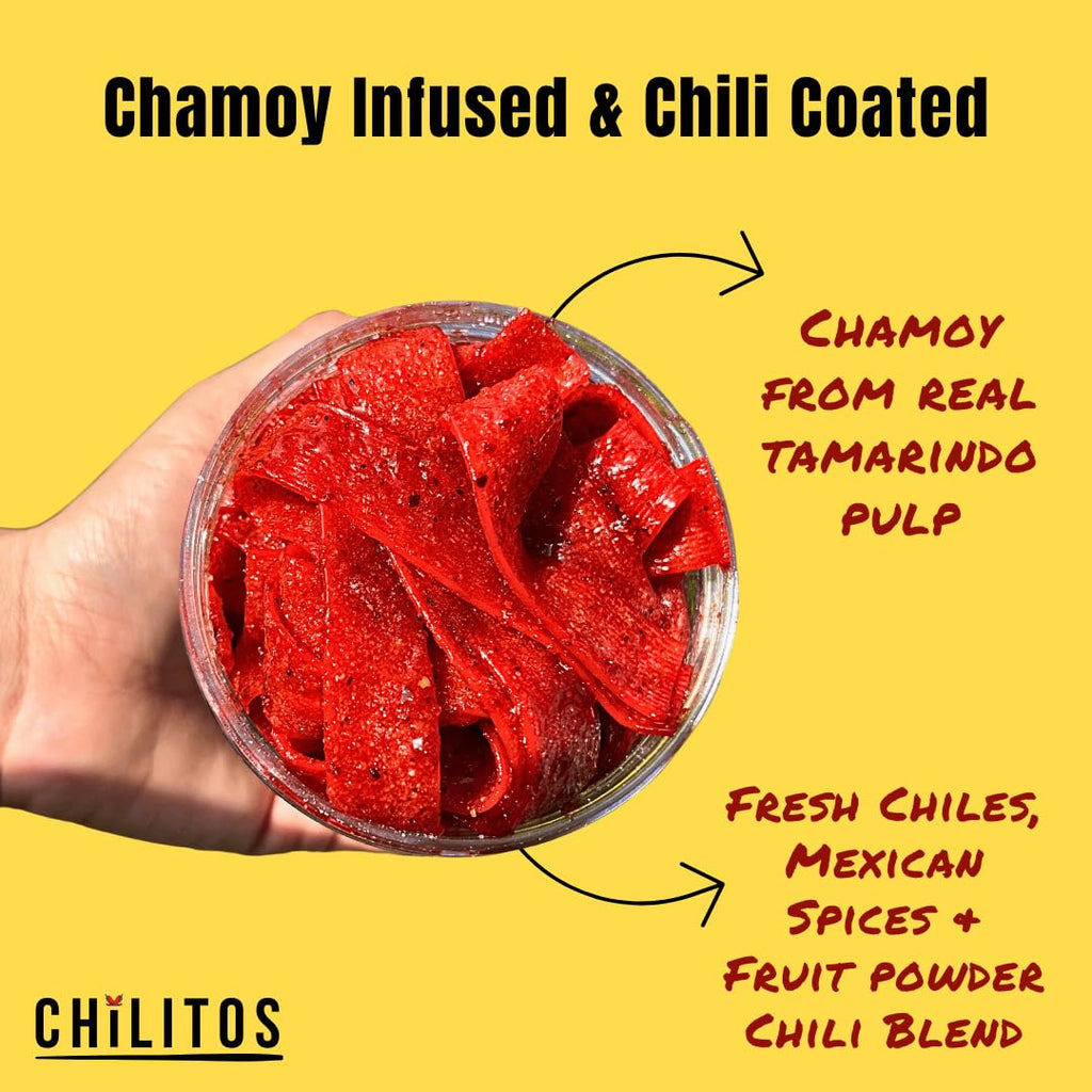 Chilitos Sweet, Sour & Spicy Chamoy Candy - Mexican Gummy Candy & Chamoy Gushers for All Ages, Authentic Dulces Mexicanos Enchilados as Seen on TikTok! (8 oz Jar, Gusher Balls Jar)