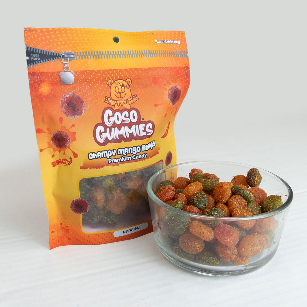 Goso Gummies Spicy Chamoy Gusher Bombs – 6oz Resealable Bag – Tangy Chamoy Filled Gusher Candy