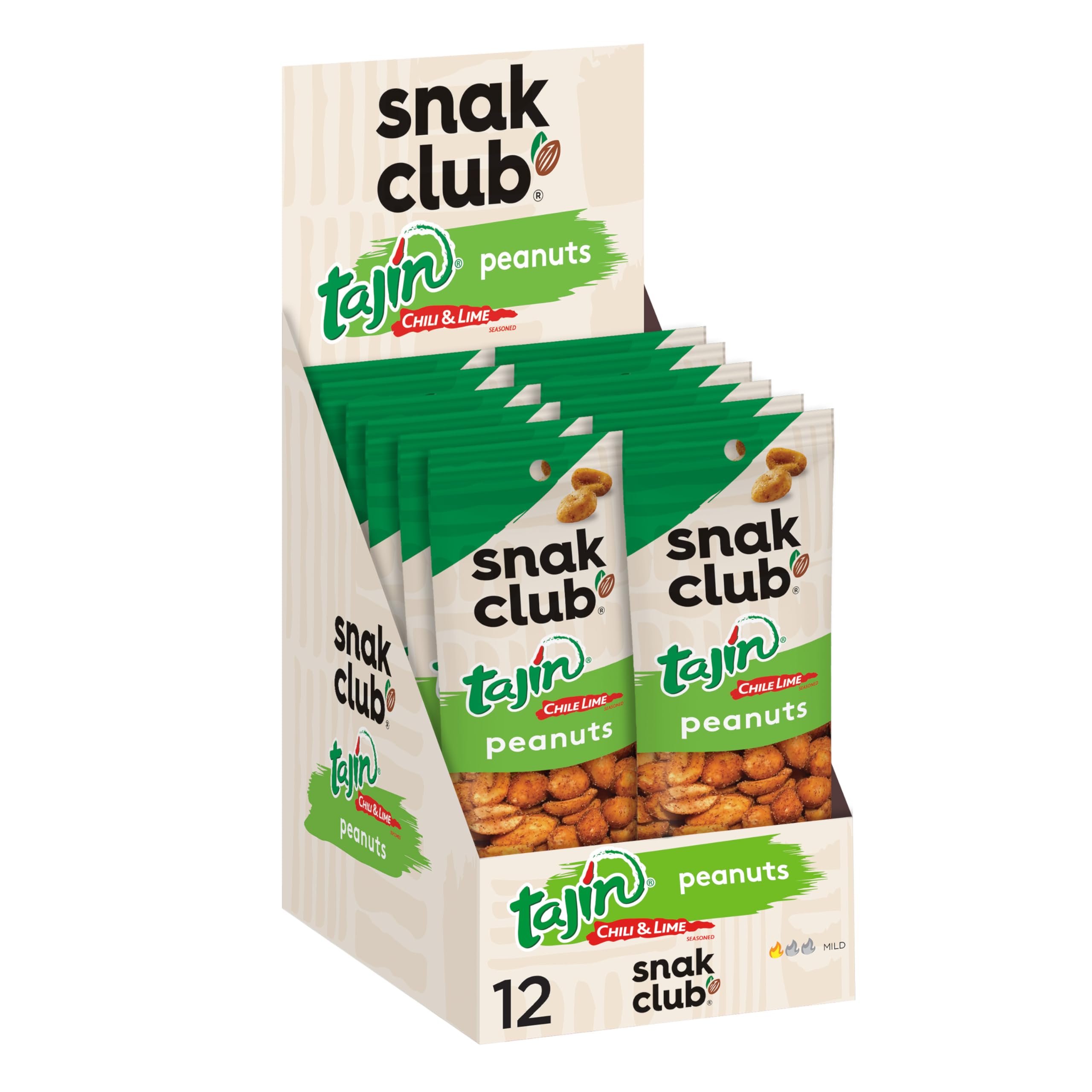 Snak Club Tajin Gummy Candy Fruit Rings, Gummies with Chili and Lime Seasoning, Mild Spice, Gluten-Free and Vegan Snacks, Assorted Variety, Mango, Pineapple, Peach, Watermelon, Snack Size 12 Pack