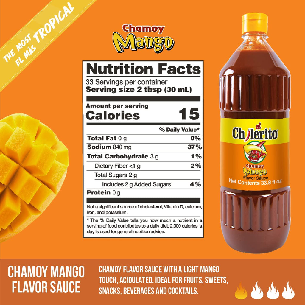 EL CHILERITO Chamoy Sauce Mango FLavor 1L/ 32.8 Fl. oZ + Blueberry Flavor Candy Powder 960g/ 32.2 Fl.Oz - Mexican Food - For Snacks, Fruits And Cocktails - To Share With Family And Friends - Mango