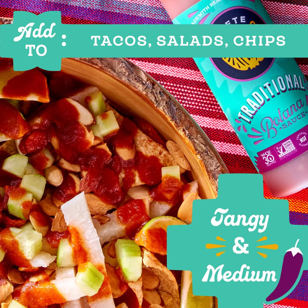 Siete Chamoy Botana Hot Sauce | Gluten Free | Vegan | Preservative Free | Non GMO | 10 Oz. Bottle (Pack of 4)