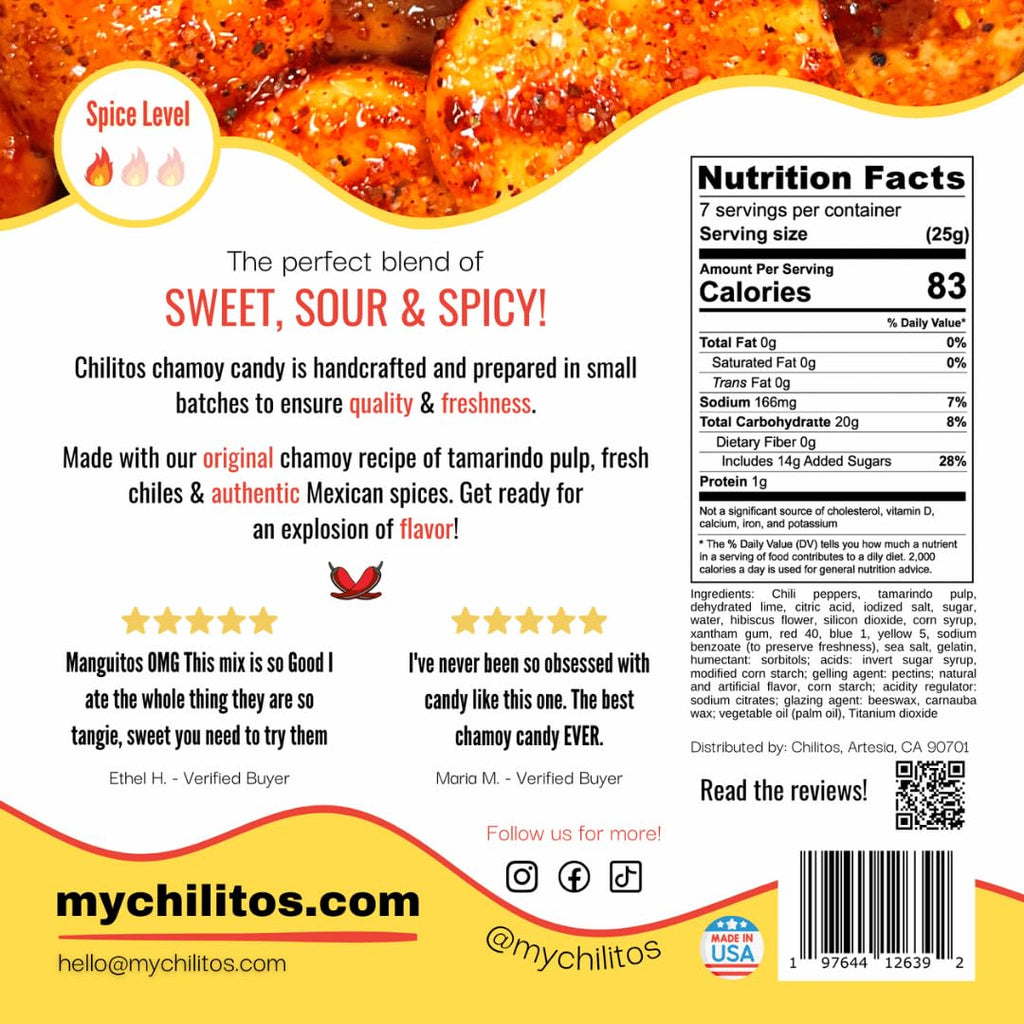 Chilitos Sweet, Sour & Spicy Chamoy Candy - Mexican Gummy Candy & Chamoy Gushers for All Ages, Authentic Dulces Mexicanos Enchilados as Seen on TikTok! (8 oz Jar, Gusher Balls Jar)