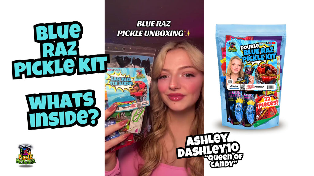 Chamoy Pickle Kit For 2 + Blue Raspberry Pickle Kit-(22 Pieces) Tiktok Candy Gift w Fruit Roll ups, skwinkles & other Mexican candy. Christmas gifts for kids, teen girl, boy