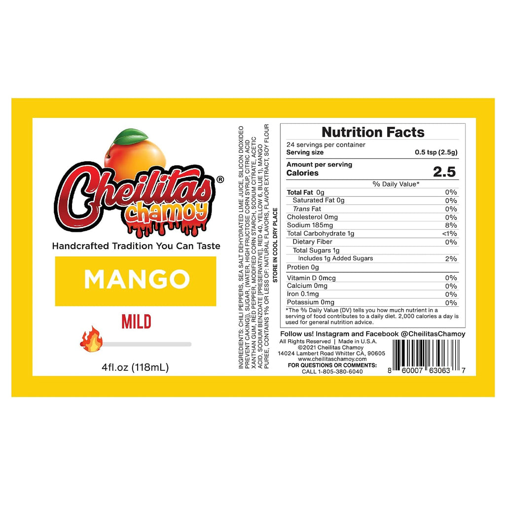 Cheilitas Chamoy All Natural Mexican Rim Candy Dip | Mango Grab & Go Bottle | Hand Crafted for Drinks, Cocktails, Micheladas, Beer and More