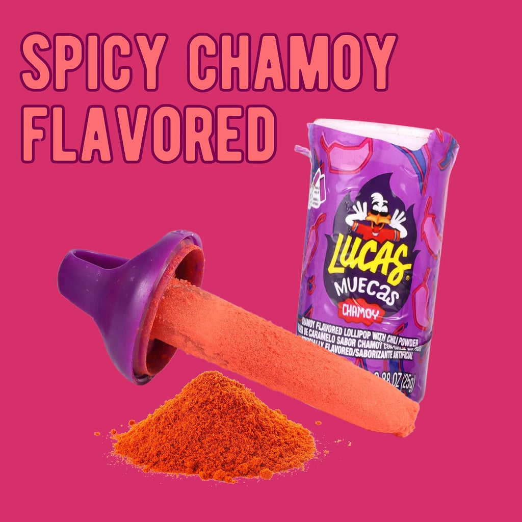 Needzo Chamoy Flavored Lollipop with Chili Powder, Lick and Dip Mexican Candy, 0.88 Ounces (Pack of 5) Swirl Sticker Included