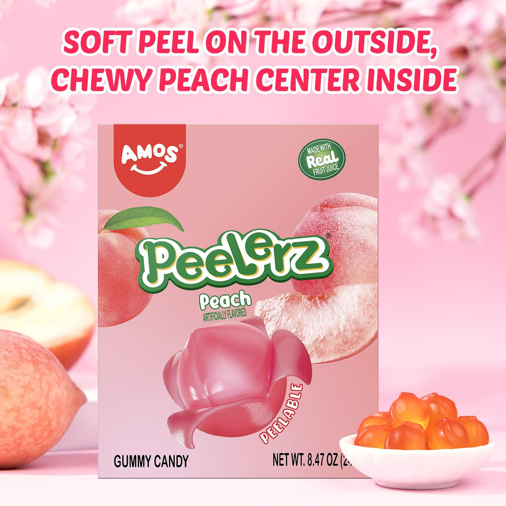 AMOS Peelerz Chili Mango Peelable Gummy Candy, Spicy Sweet Mango Flavor, Real Fruit Juice Infused, 8.47 OZ (240g)