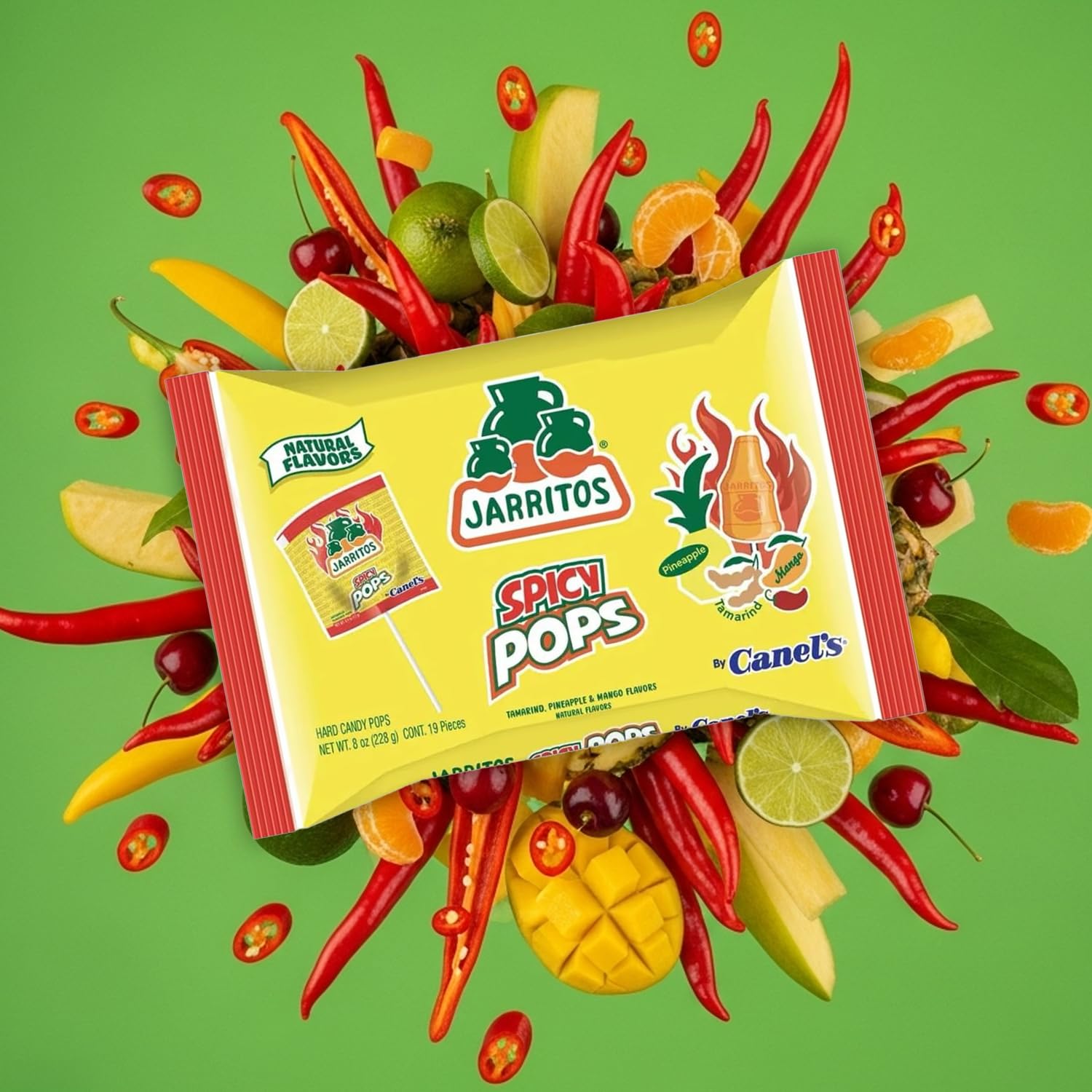Jarritos Spicy Lollipops – 2 Pack Bottle-Shaped Mexican Hard Candy with Natural Fruit Flavors – Chili Candy Treats for Snacking & Gifting