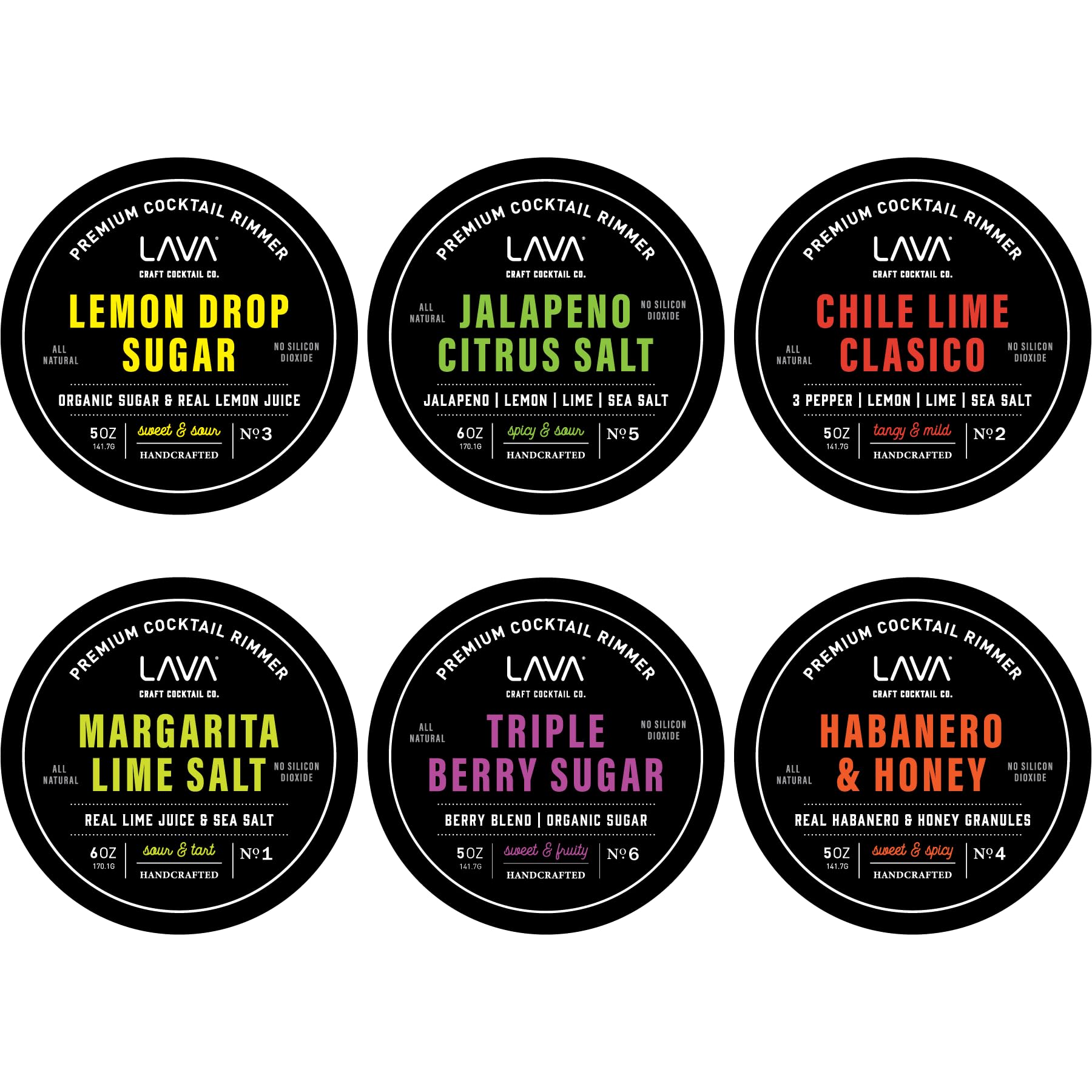 LAVA Premium Chile Lime Clásico Cocktail Rimmer 5oz, All Natural Bloody Mary Rimmer, Michelada Rimmer, Margarita Rimmer Salt, No Silicon Dioxide, with Screw-On Lid