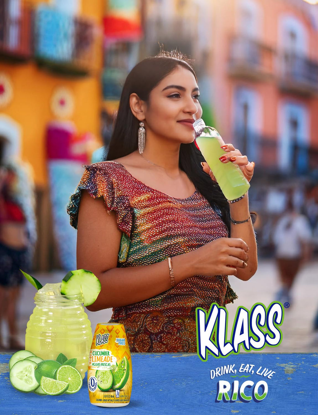 Klass Aguas Frescas | Liquid Water Enhancer | Cucumber-Limeade | Naturally Flavored | Sugar Free | Zero Calories Per Serving | Keto | 4 Bottles, Makes 96 Drinks