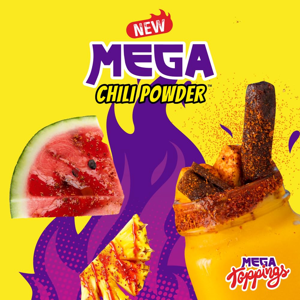 Mega Chili Powder – 6 oz Authentic Mexican Seasoning for Fruit, Candy & Drinks – Sweet, Tangy, Salty & Mildly Spicy with Bold, Classic Flavor