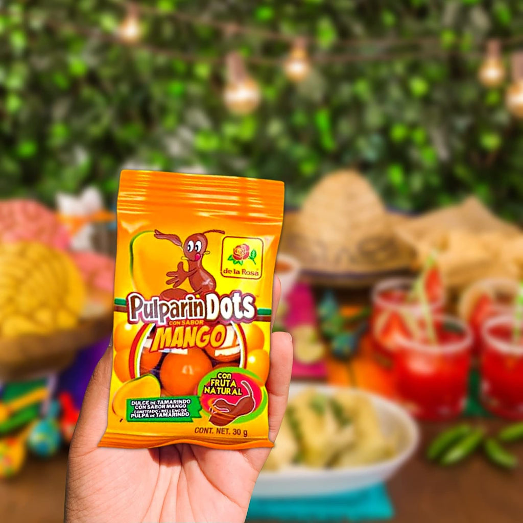 Sweetzo Spicy Mango Pulparindo Mexican Candy Bite Size Hard Shell with Tamarind Pulp Soft Center, Individual Single Serving On the Go Bags, Hispanic Candies Goody Bag Fillers (Pack of 6)