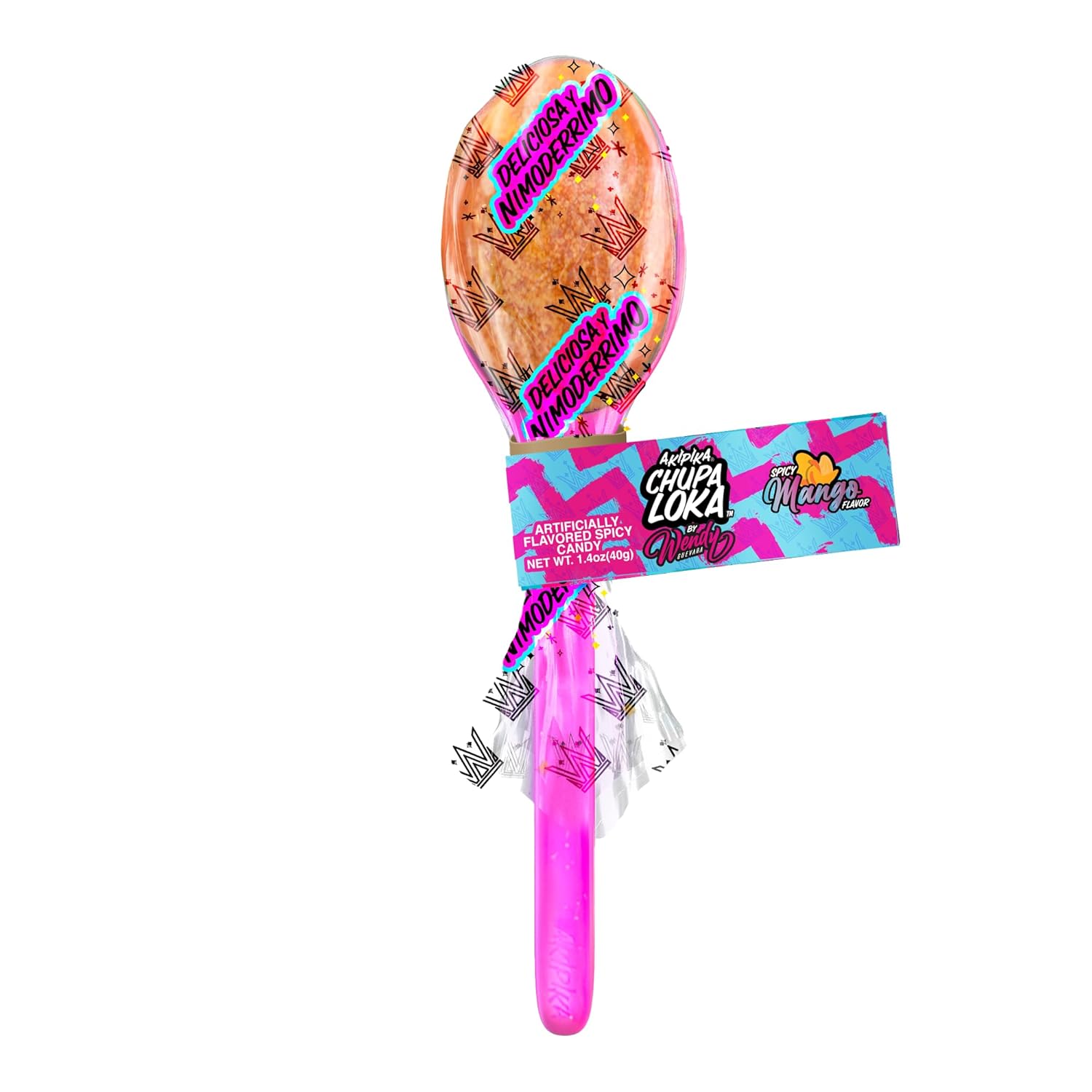 Chupaloka Wendy Guevara Mexican Candy Mango Spicy Lollipop with Chili Powder Sweet & Sour Tamarind Flavor Viral Mexican Candy with Spoon 10 Pack