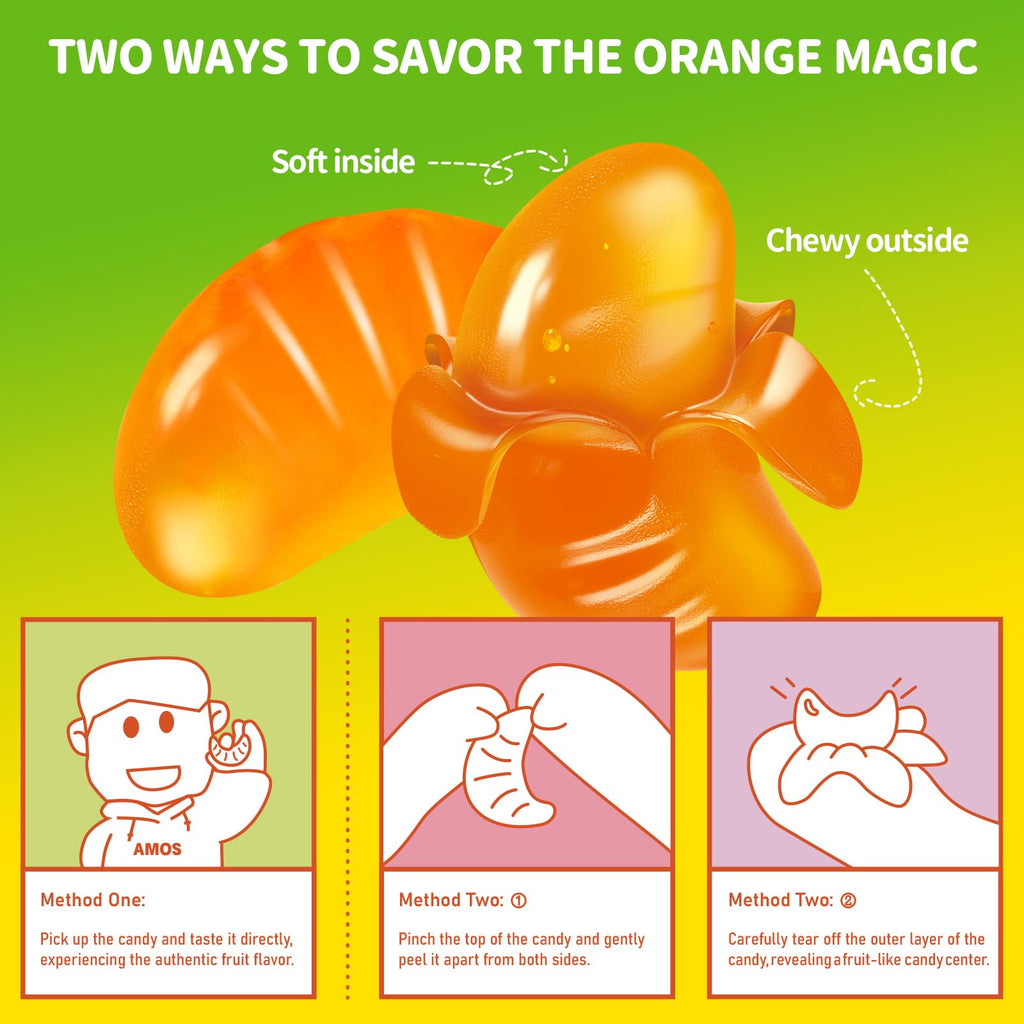 AMOS Peelerz Chili Mango Peelable Gummy Candy, Spicy Sweet Mango Flavor, Real Fruit Juice Infused, 8.47 OZ (240g)