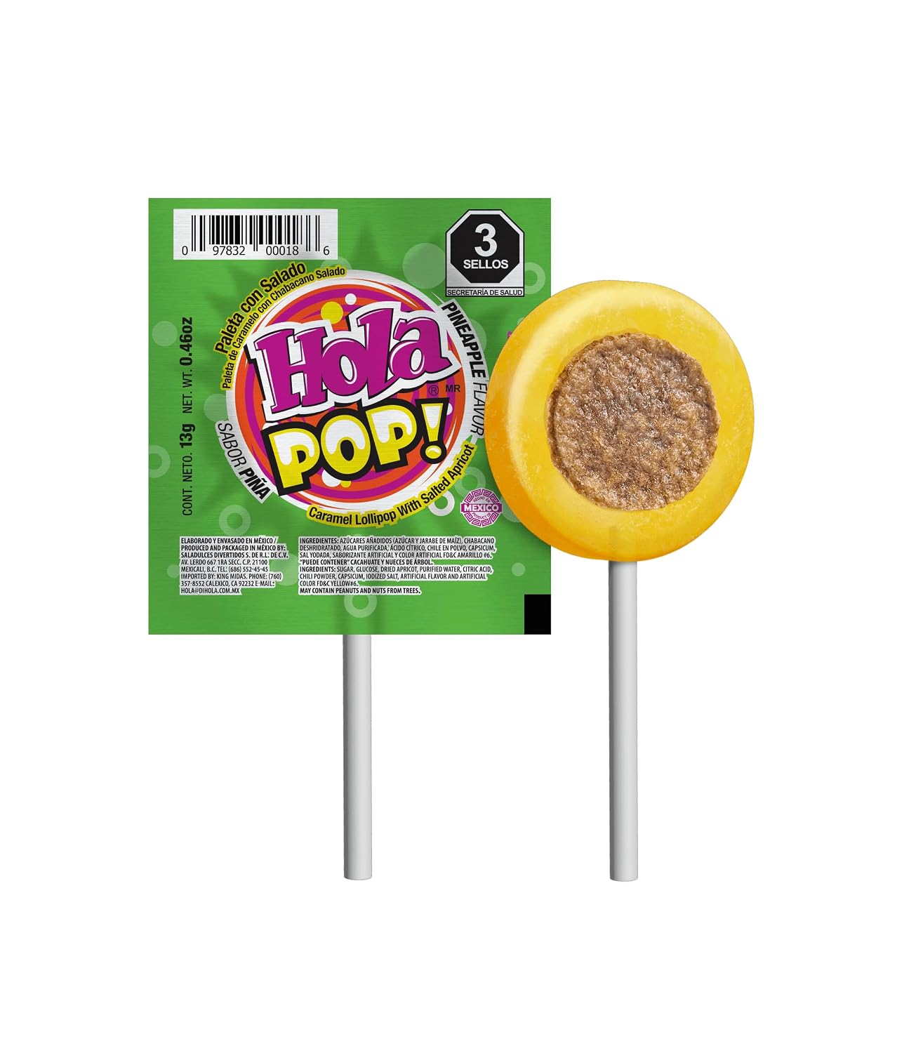 Hola Pop Lollipops Mix Flavor with Saladito – 36 Count Box